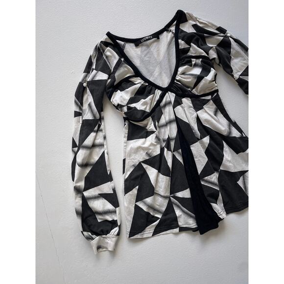 LIP SERVICE Geometric Long Sleeve / Size S/M / Bodycon / Goth Punk Japan - Picture 3 of 8